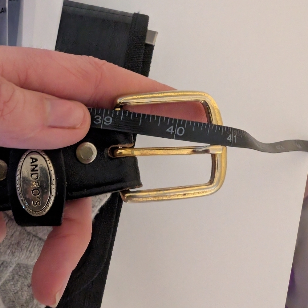 Vintage Andros Gold And Black Leather Belt - Picture 4 of 4